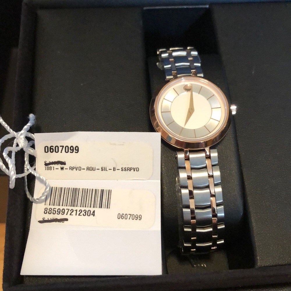 Brand new Movado rose gold / silver watch